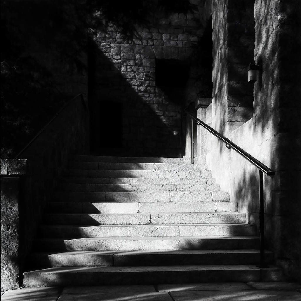 Railing Shadow on a Staircase