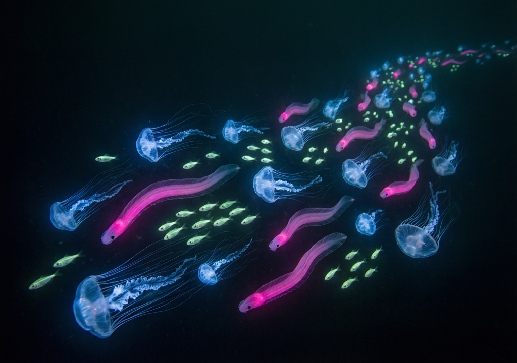 Bioluminescent Deep-Sea Parade
