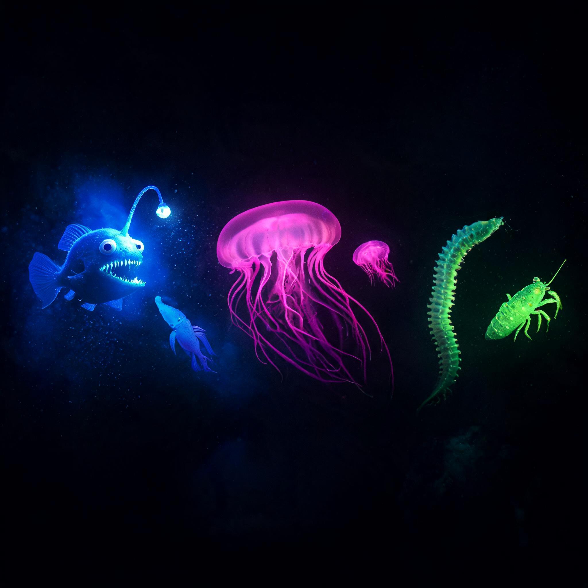 Bioluminescent Deep-Sea Parade
