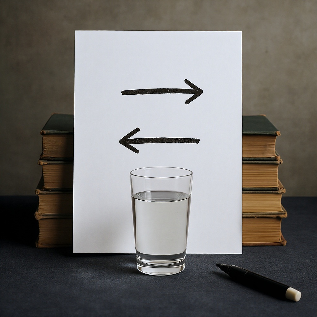 Two Arrows Behind a Glass of Water