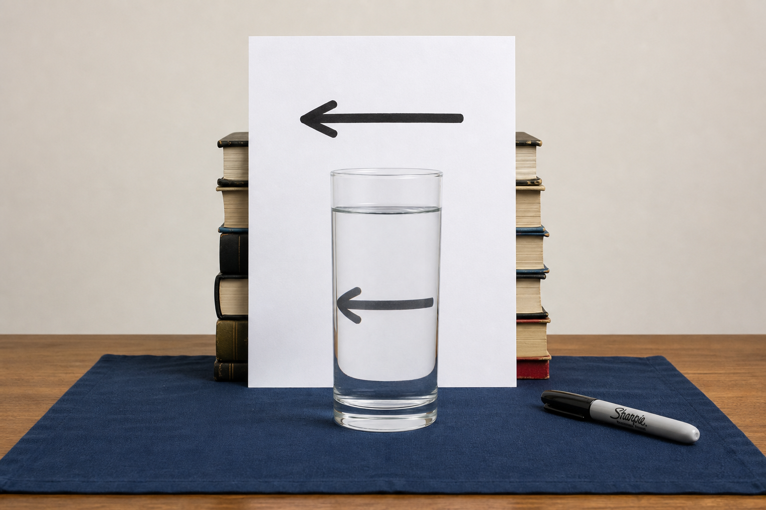 Two Arrows Behind a Glass of Water