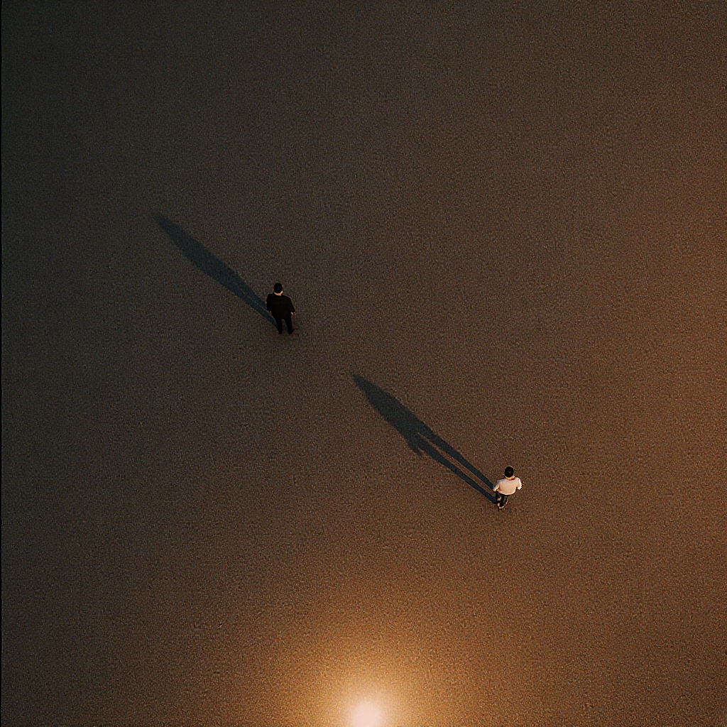 Two People, Long Shadows (Overhead)