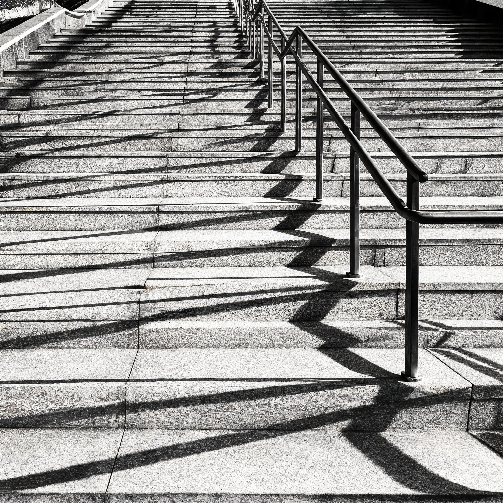 Railing Shadow on a Staircase